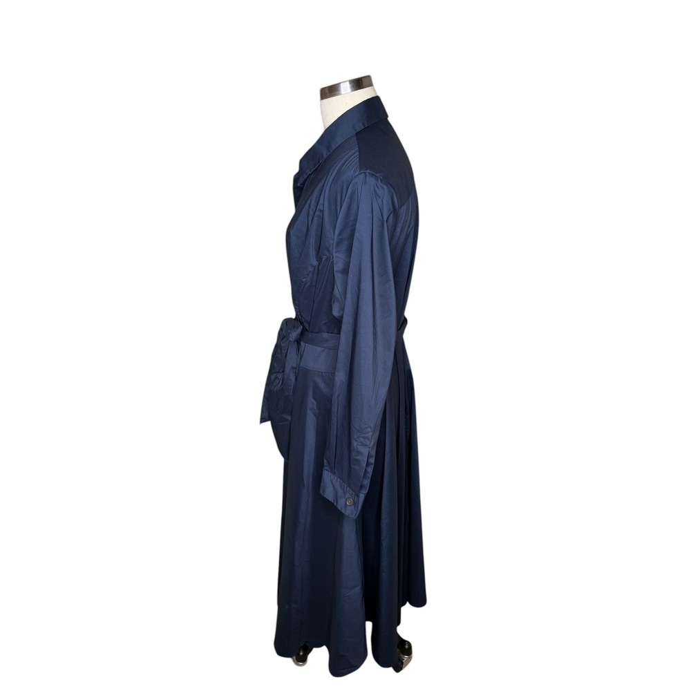 PARI PASSU Belted Shirtdress Navy Blue Button Front Women's B7 Retro Style - Picture 2 of 7